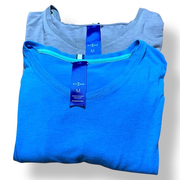 2 (TWO) KIT AND ACE Men’s Short Sleeve V-Neck Ultra Soft Tees 1 Blue, 1 Gray M - Picture 8 of 9
